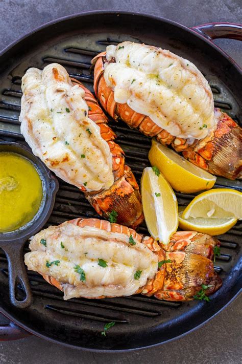 Grilled lobster tail in lime sauce .